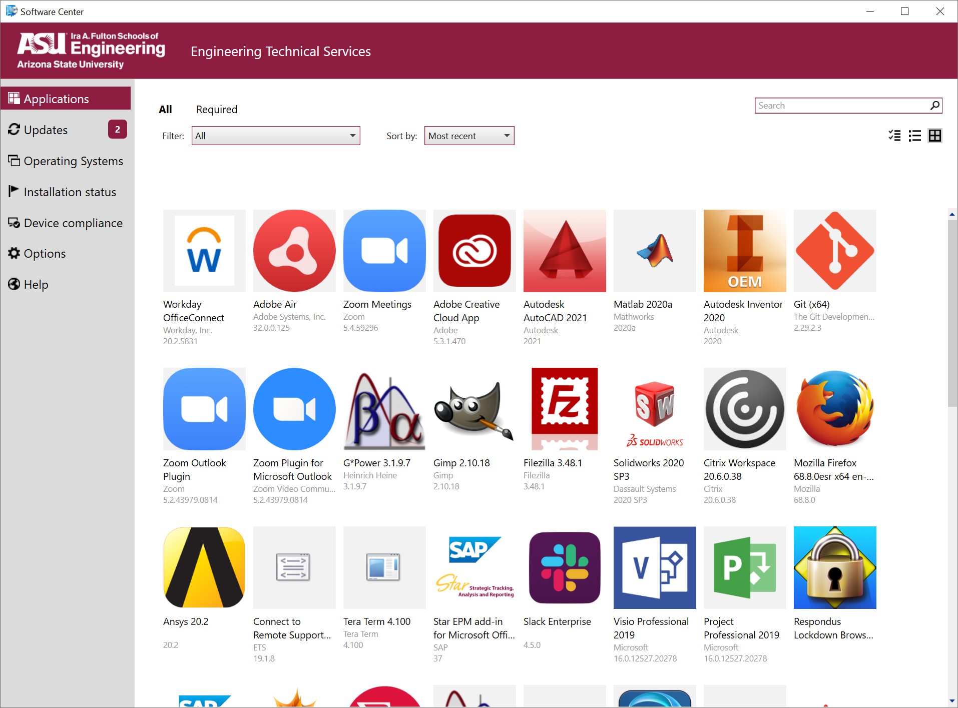 A screenshot of the software center showing several app icons