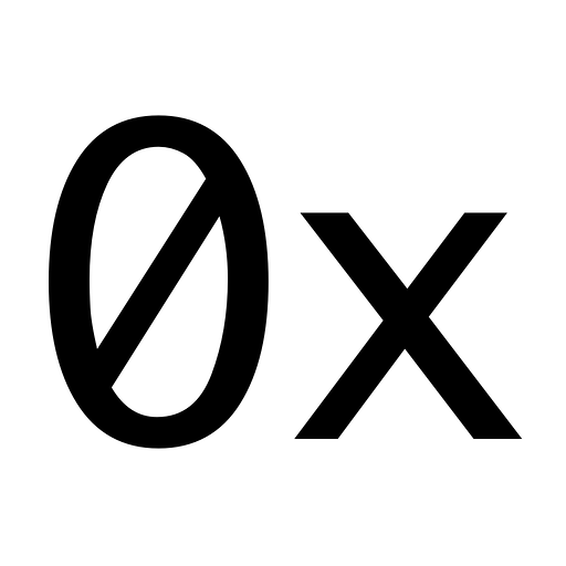 The icon for HexEdit. A "0" and an "x".