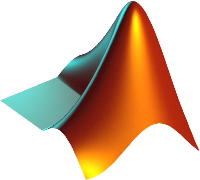 The Matlab icon. A three dimensional curve, shaded gold and turquoise.