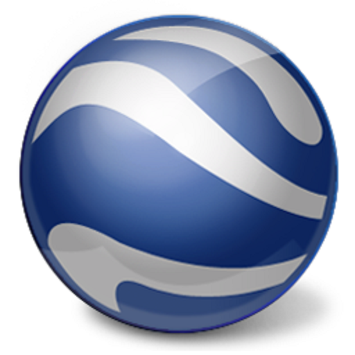 The icon for Google Earth. A blue and white sphere.