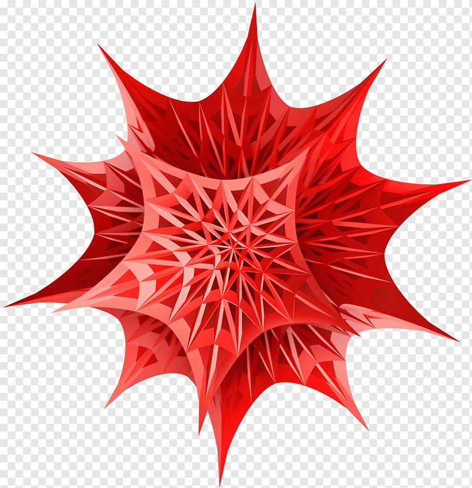 The icon for Mathematica. A red 3 dimensional starburst shape with a web of other starbursts inside it.