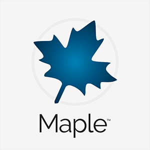 The Maple icon. A blue maple leaf with radial shading. It has a faint grey circle around it and just touching the edges of the leaf. Underneath is the word "Maple".